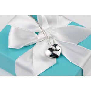 Tiffany & Co. Heart Necklace Carved Puffed Full Heart Pendant Vintage